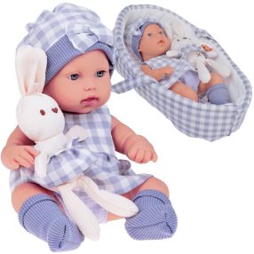 Baby Doll baba nyuszi kabalával, szürkés színben